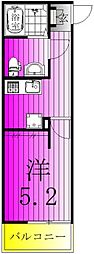 メゾングリーズ五香南 1Kの間取図画像