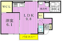 ペア 1LDKの間取図画像