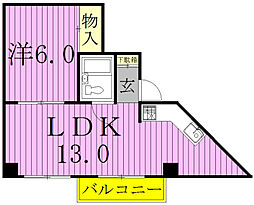第2松戸グリーンハイツ 1LDKの間取図画像