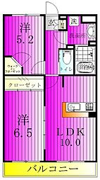 コンシェリーコート 2LDKの間取図画像