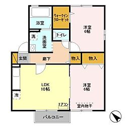 K.ファミリア 2LDKの間取図画像