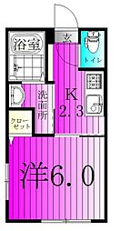アリロッセ新鎌ヶ谷 1Kの間取図画像