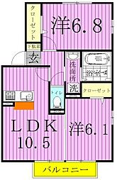 コンフォルターブルB 2LDKの間取図画像