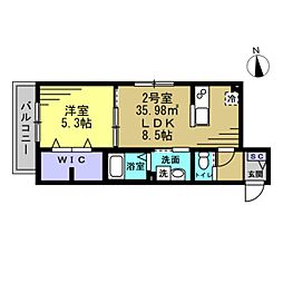フェニックス南流山 1LDKの間取図画像