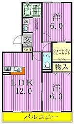サンモール六実 2LDKの間取図画像