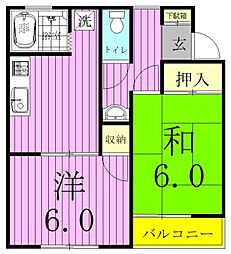 ガーデン・ハイツ 2DKの間取図画像