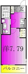 ヒルズ松戸 1Kの間取図画像