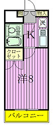 東洋ハイツ相模台 1Kの間取図画像