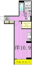 リサーナ ワンルームの間取図画像