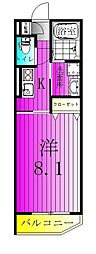 メグリオ新松戸 1Kの間取図画像