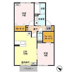 メルベーユ西白井 2LDKの間取図画像