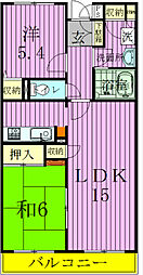 エスポワール新松戸 2LDKの間取図画像