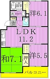 サンフィールド松戸 3LDKの間取図画像
