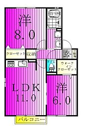 ガーデンコートC 2LDKの間取図画像