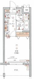 ライジングプレイス松戸 1Kの間取図画像