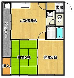 神戸市西神・山手線 湊川公園駅 徒歩13分の賃貸アパート 1階2DKの間取り