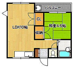 神戸市西神・山手線 湊川公園駅 徒歩12分の賃貸マンション 2階1LDKの間取り