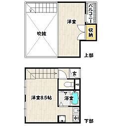 神戸市西神・山手線 大倉山駅 徒歩11分の賃貸マンション 4階1DKの間取り