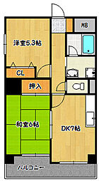 神戸市西神・山手線 湊川公園駅 徒歩4分の賃貸マンション 9階2DKの間取り