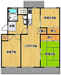 鈴蘭泉台第4ハウス 3LDKの間取図画像