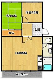 メゾン北鈴B棟 2LDKの間取図画像