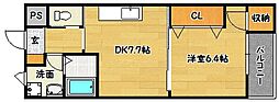 夢野アパートメント 1DKの間取図画像