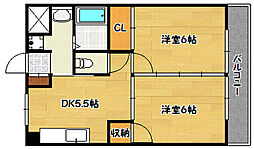 レジデンス香紀 2DKの間取図画像