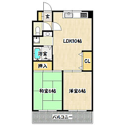 ラルゴ永沢 2LDKの間取図画像