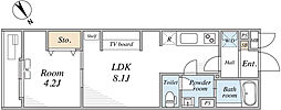 リブリ・船橋IV 1階1LDKの間取り