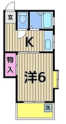 コーポ長崎 3階1Kの間取り