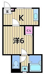 サンテラス西新井 1階1Kの間取り