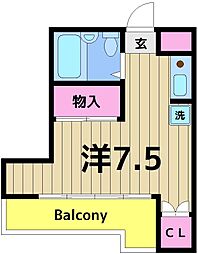 菅原コーポ 2階ワンルームの間取り