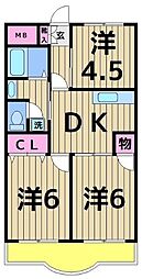 ロイヤルシオン刈部 7階3DKの間取り