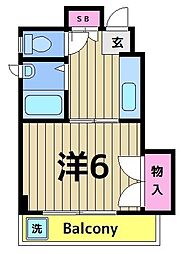 ラヤマコーポ 4階1Kの間取り