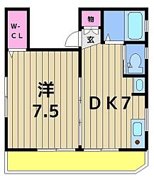 東京メトロ日比谷線 北千住駅 徒歩10分の賃貸アパート 3階1DKの間取り