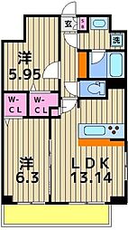 ラ・グルナード 10階2LDKの間取り