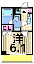 ライジングプレイス綾瀬三番館 1階1Kの間取り