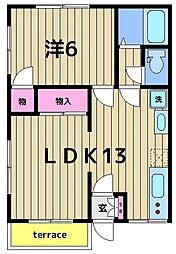 ヴィオーラ島根 1階1LDKの間取り