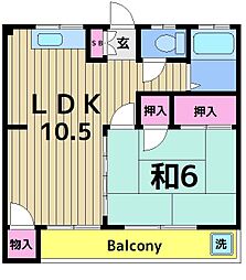 泉ハイツ 1LDKの間取図画像