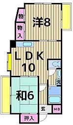 ニュー美藤マンション 2LDKの間取図画像
