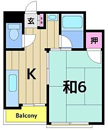 第二唐松ハイツリー 1Kの間取図画像
