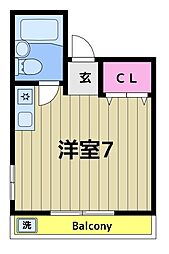 松木ビル ワンルームの間取図画像