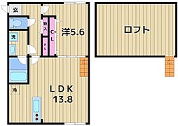 メゾンフローラWEST 1LDKの間取図画像