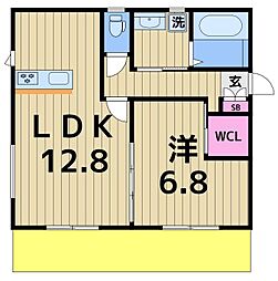 グリュックス・フォーゲル 1LDKの間取図画像