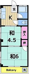 ハイツ大和田 2Kの間取図画像