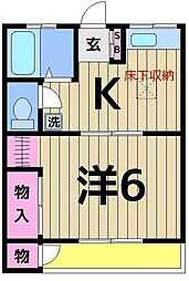 コーポ吉美 1Kの間取図画像