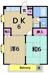 第二谷中コーポ 2DKの間取図画像