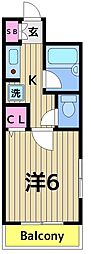 レジデンス金子 1Kの間取図画像