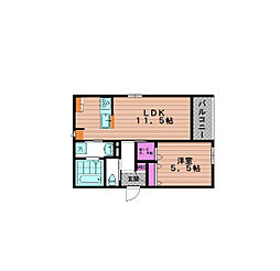 パークヒルズ別所 1LDKの間取図画像