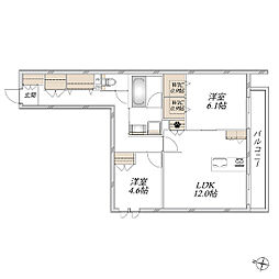 ヘーベルメゾンApartment 3412 2LDKの間取図画像